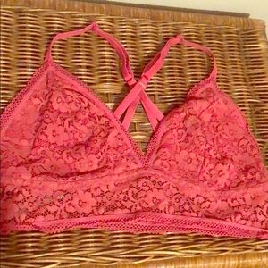 Xhileration pink size large lace bralette